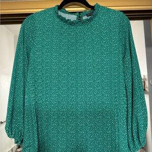 Adrianna Papell Teal Patterned Blouse 3/4 quarter sleeve